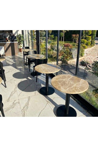 Marb & Home Kafe, Balkon, Mutfak Lüks Mermer Masa 60 cm Yuvarlak