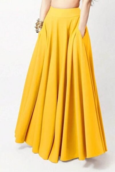 StreetWear Outlet Women's Maxi Skirt, Casual, With Side Pockets, Yellow, L