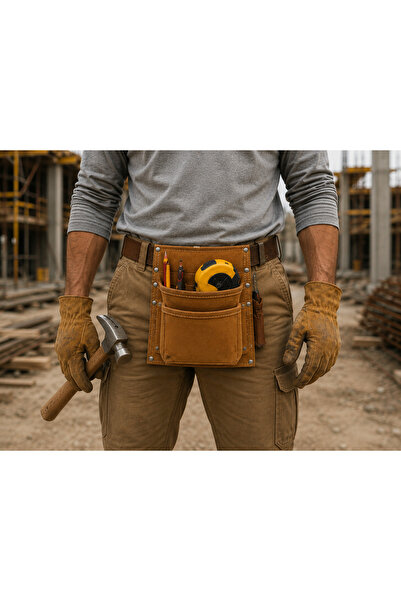 TYD Genuine Leather Belt Type Worker Tool Bag – Multi-Compartment Professiona...