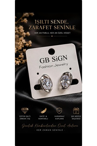 GB Sign Zirkon Taşlı Şık Küpe