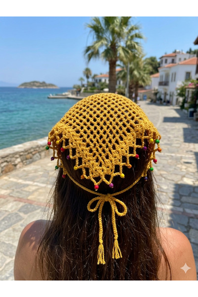 NEVALİN Desenli El Yapımı Örgü Bandana