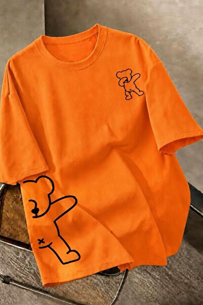 Oksit Teddy Bear Printed Unisex Oversize Street Style T-Shirt