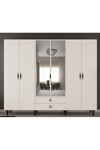 miracool Lale 6 Kapaklı Gardrop / 6 Kapılı Dolap / Komple MDF / Modern Tasarım