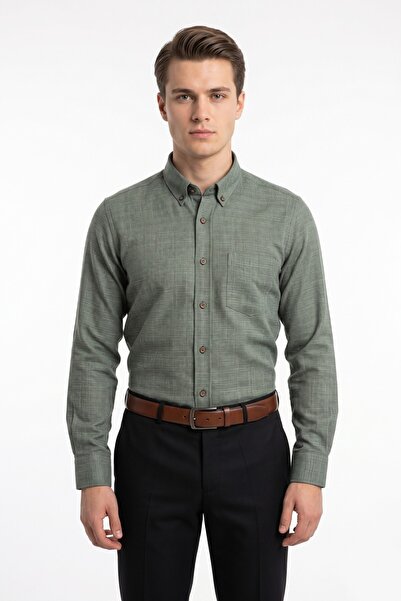 KAMER Men's Classic Double Pocket Long Sleeve Shirt 4100 Bgl-St05499