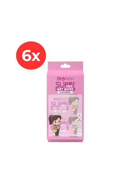 DOYFRESh 6x șervețele umede de buzunar MINI ROZ 8x8 bucăți