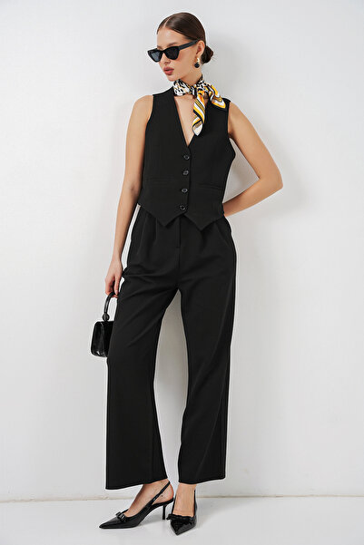 Merterium Women's Vest and Pants Two-Piece Set - Black 1411