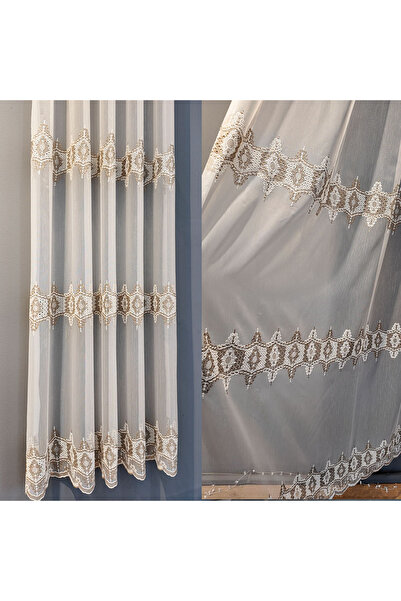 ArasyaHome Bella Curtain with Delicate Embroidery Cream/Brown 12490