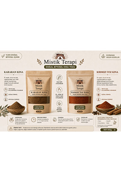 Mistik Terapi Kına İkili Paket (150gr Kararan + 150gr Kırmızı)