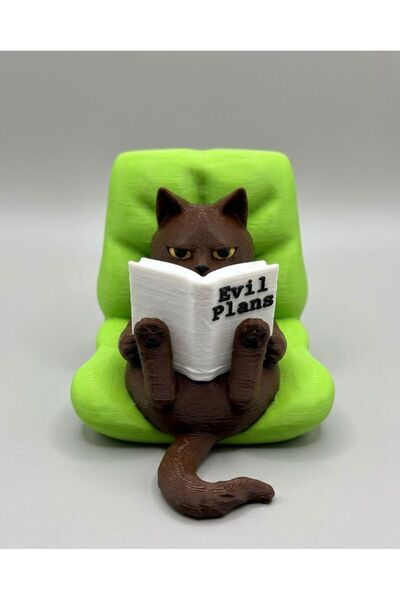 IL-HANST Kitap Okuyan Kötü Kedi Figürü Raf Dekoru - Komik Kedi Biblosu Kitapl...