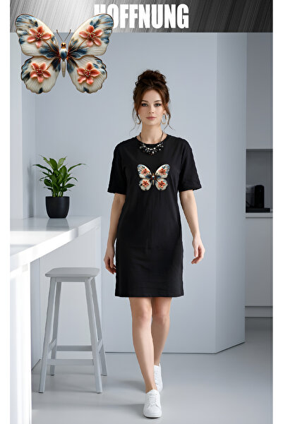 HOFFNUNG Women's Short Sleeve Crew Neck T-Shirt Dress Nightgown