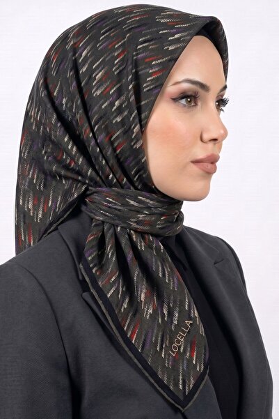 hadiora وشاح نسائي ناعم من القطن العضوي مخطط باللون الكاكي الداكن