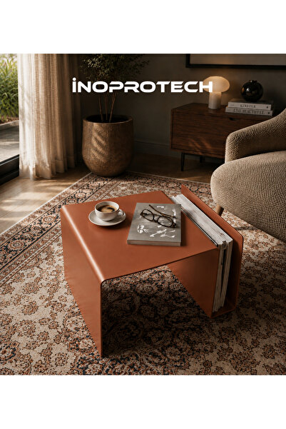 İnoprotech Modern Metal Dergilikli Sehpa – Minimalist C Sehpa Metalik Gri