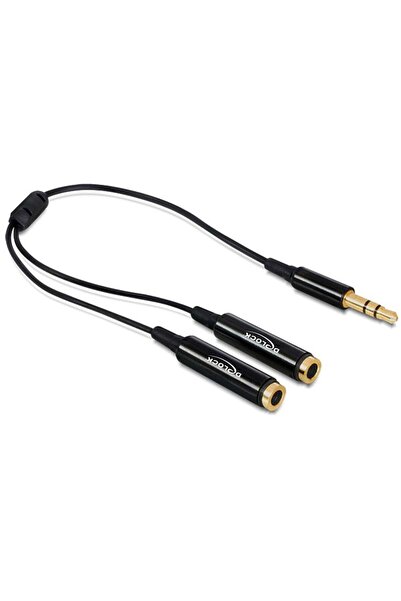 DELOCK Cablu audio 3,5mm -> 2x 3,5mm, tip A/B, 0,25m, negru