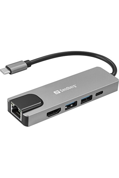 Sandberg USB-C 5 în 1 Dock de călătorie multifuncțional