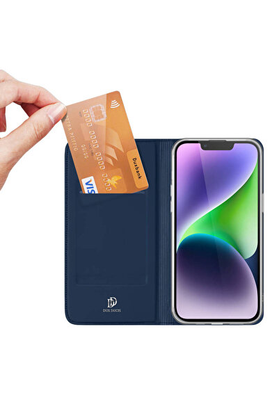 Dux Ducis Husă pentru iPhone 15 Plus cu clapetă și portofel Skin Pro - albastru