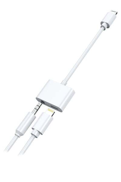 ACV 2GO Adaptor audio și de încărcare Stereo Lightning 10cm alb