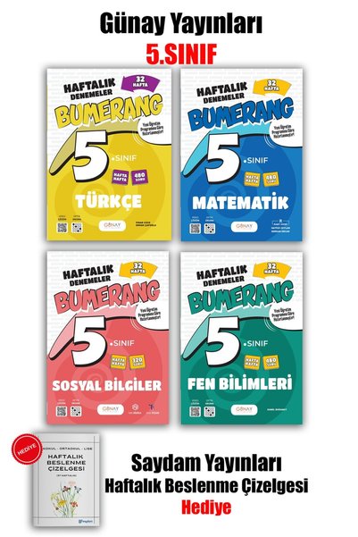 Günay Yayınları 2026 YENİ 5 SINIF MATEMATİK-FEN -TÜRKÇE -SOSYAL -BUMERANG HAF...