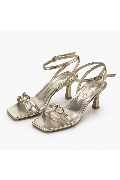 PATRON SHOES Elegant Thin Strap Women's Heeled Shoes with Stone Detail – Styl...