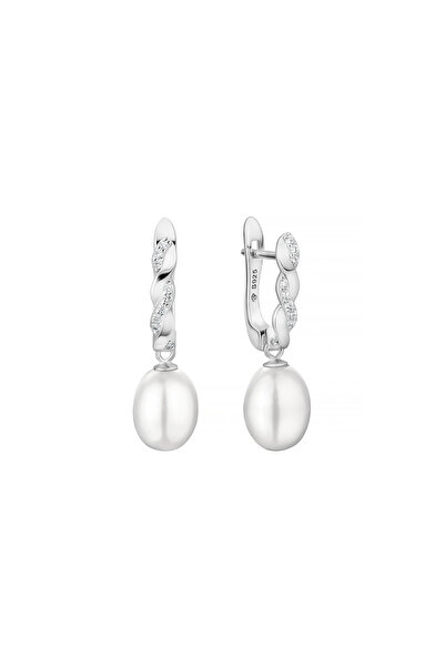 MANAVA Cercei argint cu perle naturale si zirconia pavé - Lierre