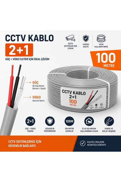 Netra Teknoloji Güvenlik Sistemleri Netra Teknoloji Kamera Kablosu 2+1 CCTV 2...