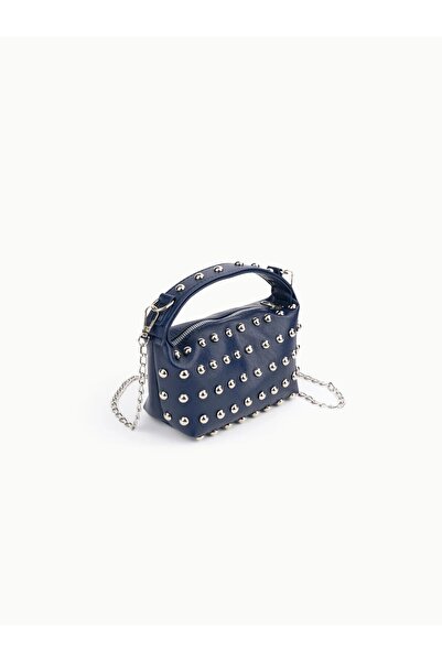 Beshora Penny Navy Blue Women's Mini Size Staple Detailed Handbag and Shoulde...