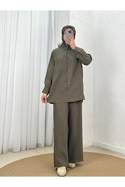 MİHRA STORE Yamaç Single Pocket Oversize Trouser Suit-Zi̇2232 Khaki