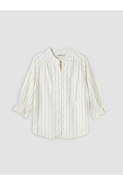 LC Waikiki Rmz Gi̇yi̇m Farkiyla Kaçık Roba Collar Embroidered Women's Shirt
