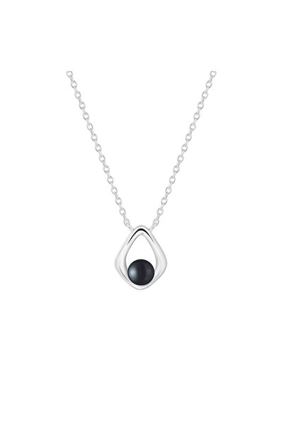 MANAVA Colier argint cu perla naturala neagra - Frame Noir