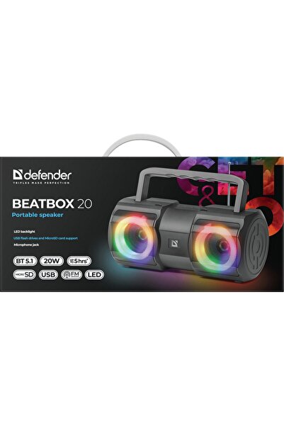 Defender G≈Ço≈õnik BEATBOX 20 Bluetooth 20W MP3/FM/SD/USB/AUX/LED negru