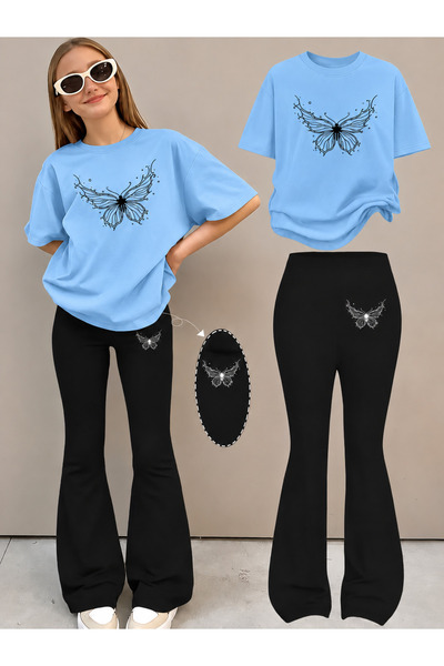 YUNAYT Set de pantaloni evazați și tricou spaniol pentru fete