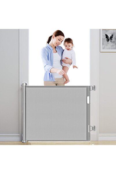 Beauenty 2-in-1 Retractable Baby Gate, Dual Installation, No Drilling, for En...