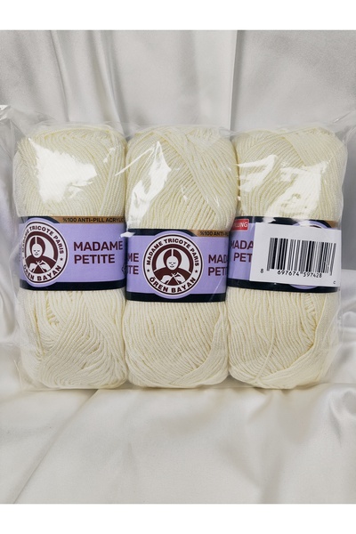 Ören Bayan Madame Peti̇te Antipilling Off-White Hand Knitting Yarn (3 Pieces)...