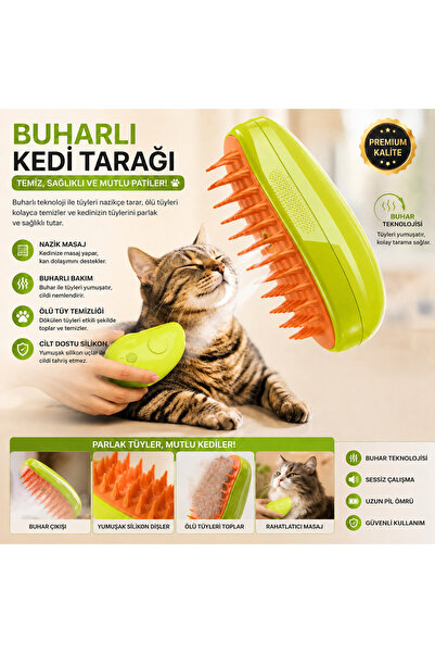 Şahin Buharlı Kedi Tarağı – Masaj Özellikli Tüy Toplayıcı Tarak
