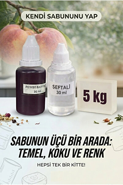 Organik Hekim 5 KG Şeffaf Sabun Bazı Pembe Kırmızısı Boya Şeftali Esanslı Şef...