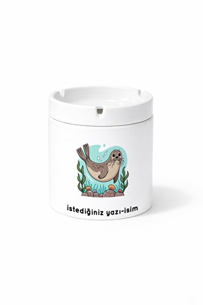 Kirbi Reklam Hayvan Fok Balığı Seal Kişiye Özel Çift Taraflı Baskılı Kül Tabl...
