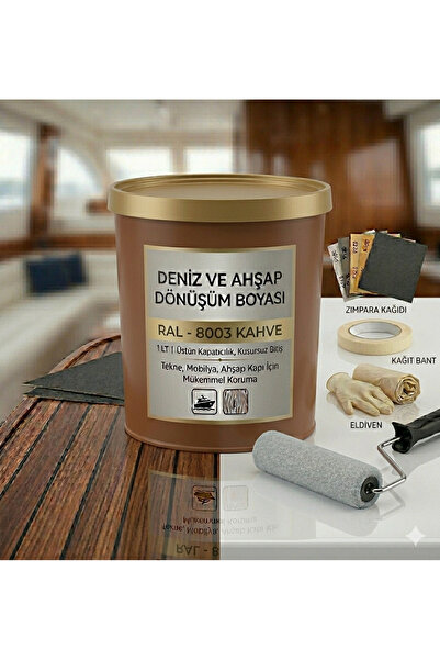 caxcolors Deniz Ve Ahşap Dönüşüm Boyası 1 LT + 5'li Uygulama Seti (Rulo, Bant...