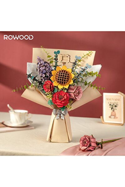 ROWOOD TW01H Çiçek Buketi Wooden Flower Bouquet DIY Minyatür Maket Model Seti Ahşap 3D Wooden Puzzle