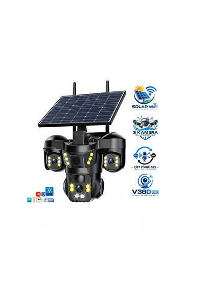 Midcom X5Tech RX-66WS 3 Kameralı Solar WiFi PTZ IP Sesli Akıllı Güvenlik Kamera ( 3+3+3 MP )
