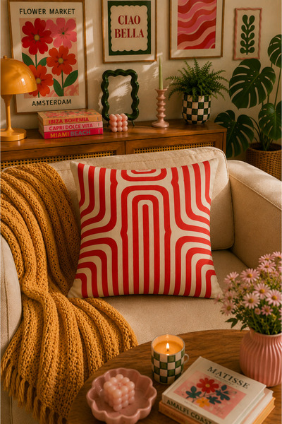SasoHome Vintage Pop Art Kırlent Kılıfı Seti – Salon ve Oturma Odası Dekoru D...