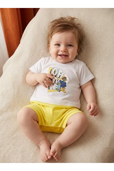 Edelweiss Baby Boy Short Jumpsuit with Snap Buttons at the Bottom and Printed...