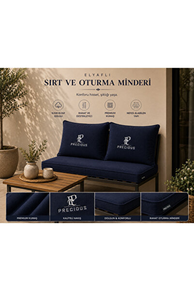 precious Takım Oturma Grubu Size Özel Nakış ve Renk 120x50x5 Oturma Minderi 6...