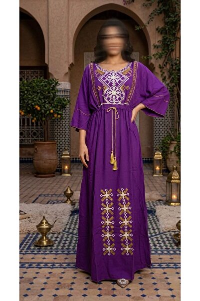 ISHRAQAT AL-AMAL Embroidered Dress with a Tie at the Waist, Comfortable and E...
