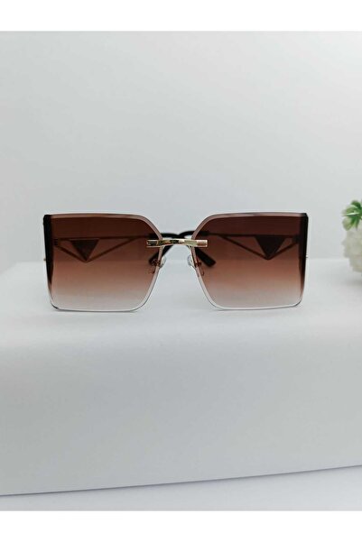 Armastr Rimless Gradient Brown Women's Sunglasses