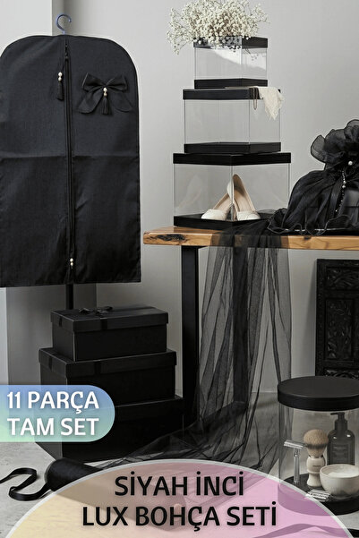 Dantelux 11 Parça Siyah İnci Bohça Seti (Tam Set)