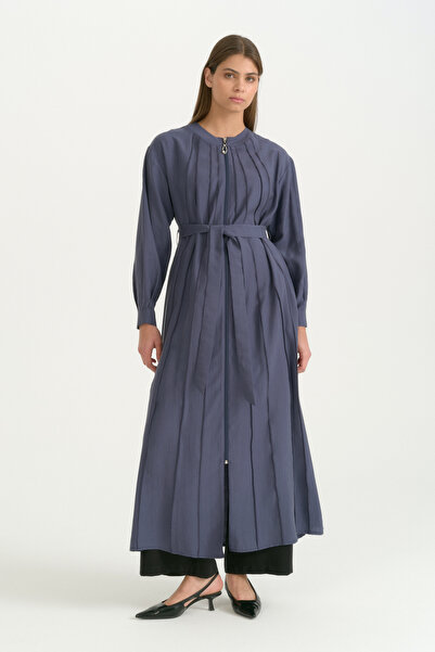Nihan Segmented Comfortable Fit Lyocell Robe - Indigo