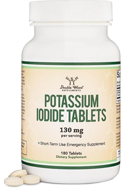 Double Wood Supplements أقراص يوديد البوتاسيوم المضادة للإشعاع 130 ملغ (حبوب ...