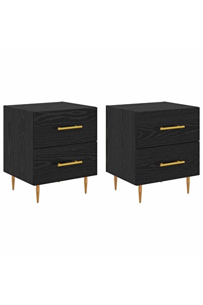 vidaxl Dulap de noapte cu sertar 2 pcs Stejar Negru 40 x 35 x 47,5 cm