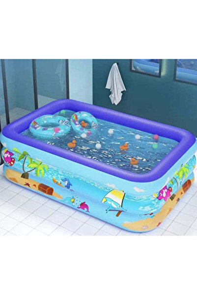 Promagg Rectangular Inflatable Pool, 3 Rings, 210x130x56 cm