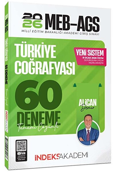 İndeks Akademi YENİ AGS - 2026 MEB-AGS Türkiye Coğrafyası 60 Deneme Çözümlü -...