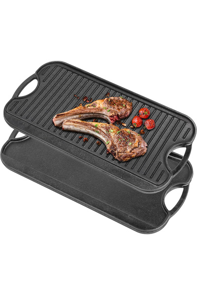 Diason Reversible Cast Iron Griddle Plate for Gas Grill, Stovetop Grill Pan f...